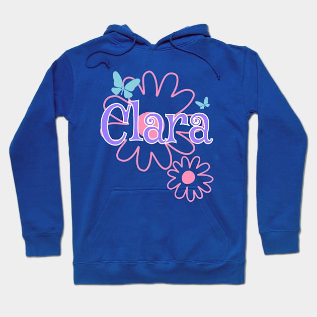 Clara Girls Name Daisy Butterflies Hoodie by xsylx